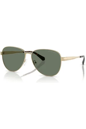 Michael Kors Tilbehør, unisex, Gul, 61 MM, Uld, Guld Stel Grøn Linse Solbriller Biarritz