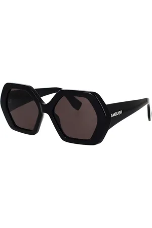 AMBUSH Tilbehør, unisex, Sort, 55 MM, Hexagonale solbriller med fed sort ramme
