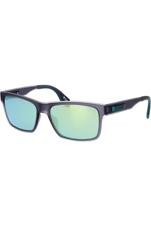 adidas Tilbehør, unisex, Grå, 55 MM, Sporty solbriller med grønne spejllinser