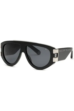 Philipp Plein Tilbehør, unisex, Sort, 60 MM, Uld, Eagle Solbriller Sort Grå Linser