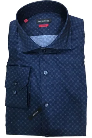 Roy Robson Skjorte, Herre, Blå, L, Bomuld, Geometrisk Print Slim Fit Skjorte