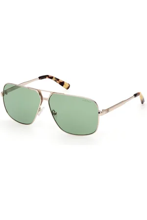 Guess Tilbehør, unisex, Gul, 61 MM, Navigator solbriller med grønne linser
