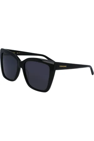 Salvatore Ferragamo Tilbehør, unisex, Sort, 58 MM, Sort Acetat Solbriller med Grå Linser