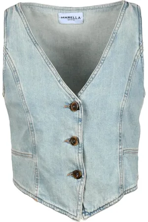 MARELLA Jakke, Dame, Blå, L, Bomuld, Gilet