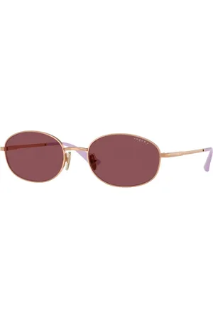 vogue Tilbehør, unisex, Gul, 56 MM, Uld, Modig Oval Solbriller med Lilla Linser