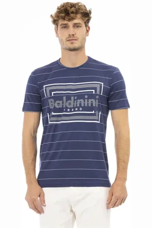 BALDININI Top, Herre, Blå, L, Bomuld, Blåt Trykt Kortærmet T-shirt