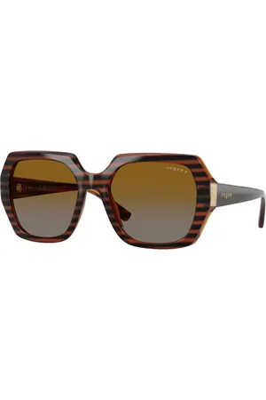vogue Tilbehør, unisex, Brun, 55 MM, Nylon, Stribet Havana Solbriller med Grå Gradient Linser