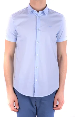 Emporio Armani Skjorte, Herre, Blå, S, Uld, Stilfulde Skjorter til Mænd og Kvinder