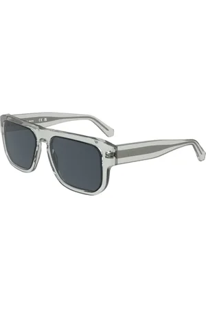 Calvin Klein Tilbehør, unisex, Grå, 55 MM, Gennemsigtig stel solbriller med mørkegrå linser
