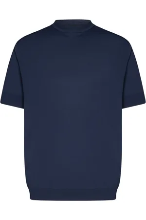 LOW BRAND Top, Herre, Blå, M, Nylon, Blå Sweater med Intarsia Detalje