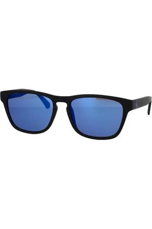 Calvin Klein Tilbehør, unisex, Sort, 55 MM, Uld, Firkantede solbriller med blå spejllinser