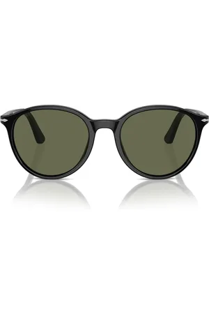 Persol Tilbehør, unisex, Sort, 56 MM, Klassiske polariserede solbriller med grønne linser