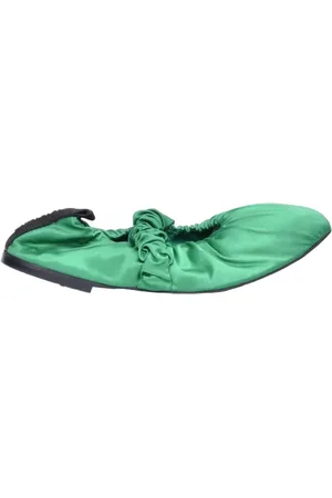 Ganni Sko, Dame, Grøn, 35 EU, Silke Ballerina Sko Gummi Sål