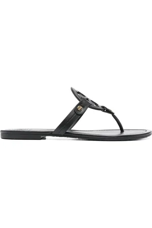 Tory Burch Sko, Dame, Sort, 38 EU, Læder, Sorte flade sandaler til kvinder