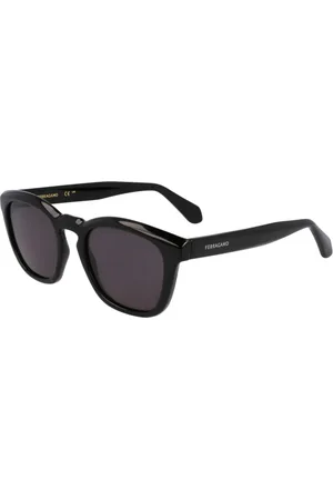 Salvatore Ferragamo Tilbehør, unisex, Sort, 50 MM, Uld, Stilfulde solbriller, mørkegrå linser