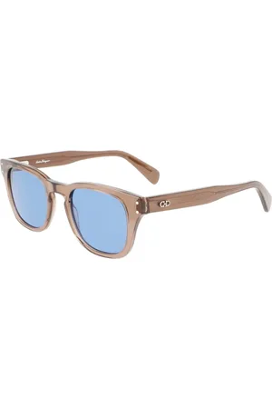 Salvatore Ferragamo Tilbehør, unisex, Brun, 49 MM, Uld, Stilfulde solbriller med blå linser