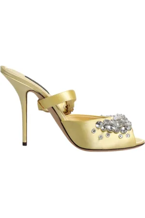 Dolce & Gabbana Sko, Dame, Gul, 39 EU, Læder, Gul Krystal Hæl Sandaler