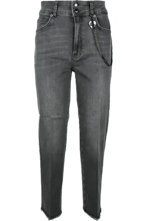 Moschino Jeans, Dame, Grå, W27, Bomuld, Slim-fit Jeans