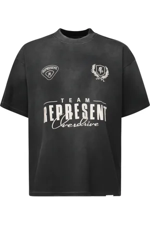 Represent Top, Herre, Sort, S, Bomuld, Bomuld Logo Print Crew Neck T-shirt