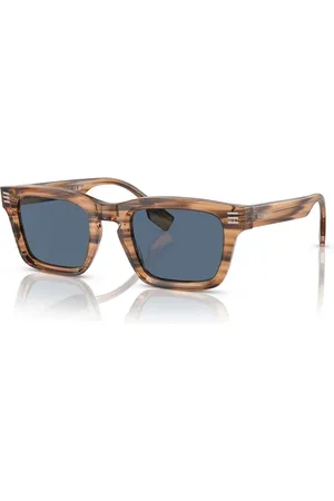 Burberry Tilbehør, unisex, Brun, 51 MM, Rektangulære solbriller med mørkeblå linser