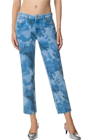 John Richmond Jeans, Dame, Blå, W30, Bomuld, Blå jeans med tryk