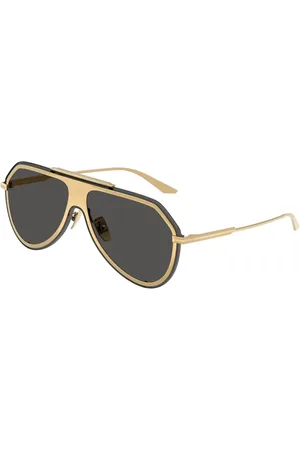 Dolce & Gabbana Tilbehør, unisex, Gul, 43 MM, Uld, Guld Stel Solbriller Mørkegrå Linser
