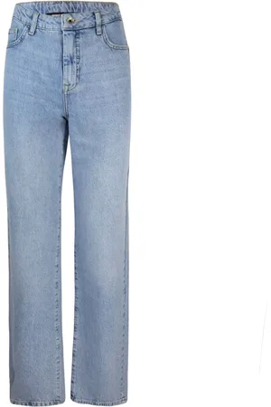 Patrizia Pepe Jeans, Dame, Blå, W29, Bomuld, Blå Slim Fit Straight Leg Jeans