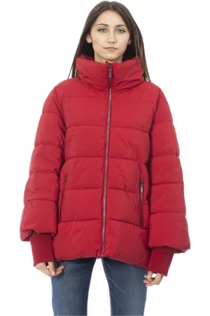 BALDININI Jakke, Dame, Rød, 3XL, Uld, Elegant karminrød pufferjakke med metalldetaljer