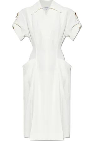 Bottega Veneta Kjole, Dame, Hvid, 3XS, Uld, Kjole med læg