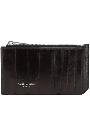 Saint Laurent Tilbehør, Herre, Sort, ONE SIZE, Læder, Læderkortholder med lynlåslomme