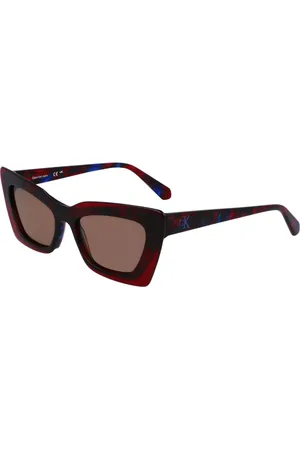 Calvin Klein Tilbehør, unisex, Rød, 52 MM, Uld, Stilfulde solbriller med brune linser