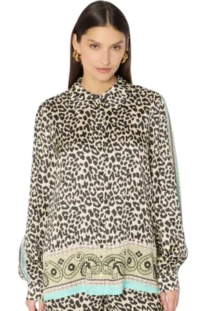 Berenice Bluser & Skjorter, Dame, Brun, M, Uld, Leopard Print Stilfuld Skjorte