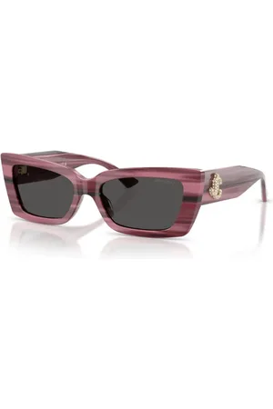 Jimmy Choo Tilbehør, Dame, Lilla, 54 MM, Uld, Stribet Cat-Eye Solbriller med Rhinestone Logo