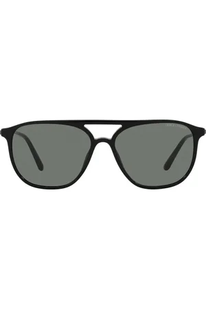 Giorgio Armani Tilbehør, unisex, Sort, 56 MM, Pilotstil solbriller med grå linser