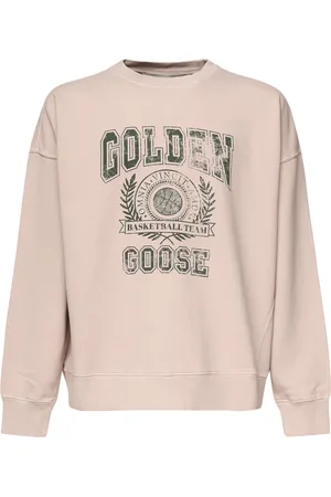 Golden Goose Sweathshirts & Hoodies, Herre, Lyserød, S, Bomuld, Bomuld Crewneck Sweater Front Print