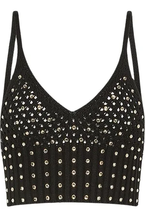 FORTE FORTE Top, Dame, Sort, S, Bomuld, Glitrende strik bralette top