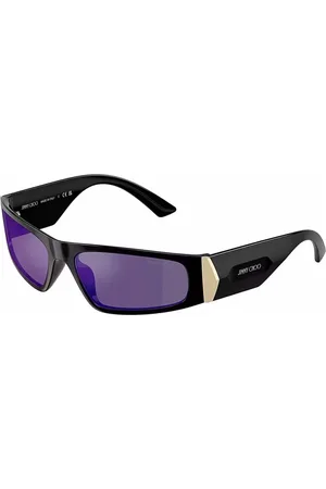 Jimmy Choo Tilbehør, unisex, Sort, 58 MM, Kvinders ovale solbriller lilla spejlet