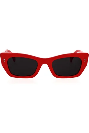 Kenzo Tilbehør, unisex, Rød, 51 MM, Røde Cat-Eye Solbriller med Grå Linser