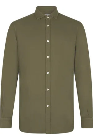 Boglioli Skjorte, Herre, Grøn, L, Bomuld, Garment Dyed Vaiella Shirt