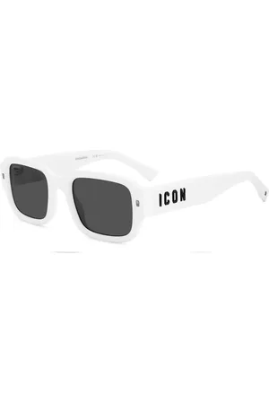Dsquared2 Tilbehør, unisex, Hvid, 50 MM, Ikoniske solbriller med metalnitter