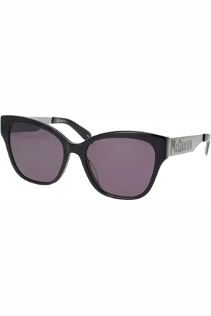 Alexander McQueen Tilbehør, unisex, Sort, 56 MM, Graffiti Cat Eye Solbriller Ss22