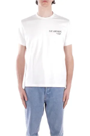 FAY Top, Herre, Hvid, XL, Bomuld, Logo Front T-shirt Slim Fit Cotton