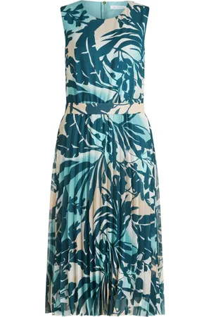 Betty & Co Kjole, Dame, Blå, 3XL, Chiffon, Chiffonkjole med plissering