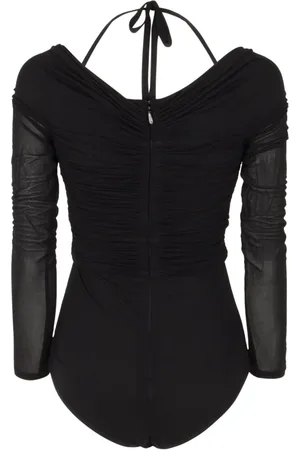 ZIMMERMANN Top, Dame, Sort, S, Sort Draperet Bodysuit Top