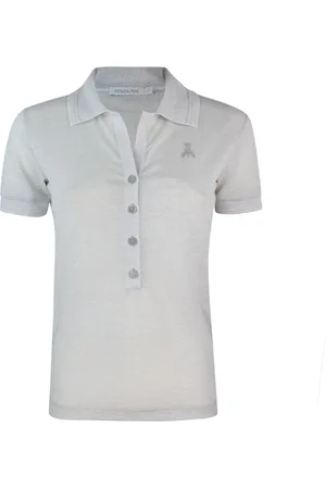 Patrizia Pepe Top, Dame, Hvid, XS, Polyester, Hvid Polo T-shirt med Uregelmæssig Ribning