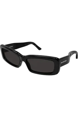 Balenciaga Tilbehør, unisex, Sort, 69 MM, Geometriske rektangulære solbriller med dobbelt finish