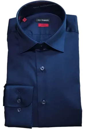Roy Robson Skjorte, Herre, Blå, 3XL, Bomuld, Marineblå Slim Fit Herreskjorte