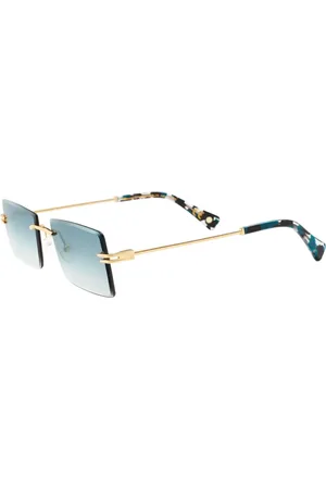 Polar Tilbehør, unisex, Gul, 57 MM, Uld, Guld solbriller med grønne linser