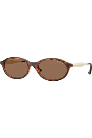 vogue Tilbehør, unisex, Brun, 52 MM, Uld, Modig Oval Solbriller med Havana Ramme