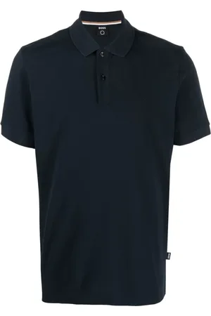 HUGO BOSS Top, Herre, Blå, XL, Bomuld, Bomuldspolo med broderet logo